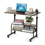 Computer Desk Home Office Student Writing Standing Desk with Storage, Kids Study Desk Laptop Table for Small Space, Small Portable Stand Up Desk for Home Bedroom, Adjustable Rolling Desk 32x16 inch