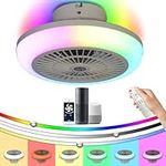 Luyaim RGB Ceiling Fan with Light and Remote Control Led Dimmable Kids Fan Light Ceiling Colour Changing with Alexa 6 Speed Dc Motor for Bedroom Living Room