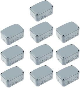 Nineleaf 10PK Outdoor Junction Box ABS Plastic Dustproof IP66 Waterproof Universal Electrical Boxes Project Enclosure Grey 4 7/8" 3 1/4" 2 1/4" inch (125x86x62mm) fit 20mm Cable Gland for Outdoor Use