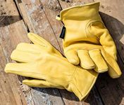 OLSON DEEPAK Cowhide Leather Work Gloves for Men and Women,Gardening Gloves,Driving Gloves (1, Large) …