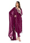 Uday Enterprise women's faux georgette with soft silk semi stitched embroidery and hand work multi color designer pakistani salwar suit (Purple)