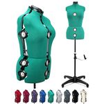 BHD BEAUTY Green 13 Dials Female Fabric Adjustable Mannequin Dress Form for Sewing, Mannequin Body Torso with Tri-Pod Stand, Up to 70" Shoulder Height (Medium)