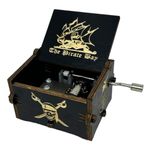 Pirates of The Caribbean Music Box Hand Crank Musical Box Carved Wooden,Play (Davy Jone's Theme, Black)