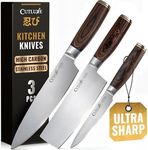 Cutluxe 3-Piece Chef Knife Set – Ultra Sharp Japanese Kitchen Knives, High Carbon Stainless Steel Blades, Full Tang Pakkawood Handles – Shinobi Series