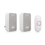 Byron Wireless Doorbell Set – Twin Pack – Battery Portable and Plug in – 150 m Range – 16 Melodies – DBY-22324UK