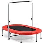 Maxmass Fitness Rebounder, Foldable Trampoline with Adjustable Foam Handle, Mini Trampoline for Kids Adults Indoor/Outdoor (Red)