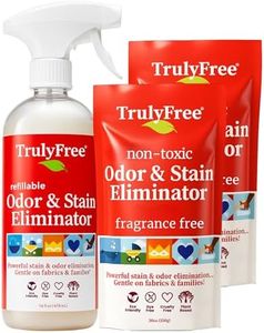 Truly Free Multi-Purpose Odor & Stain Eliminator, Pet Odor Eliminator for Home & Stain Remover for Carpet, Couch, Rugs & More, Upholstery Deodorizer, Includes 1 Empty Bottle Spray & 2 Refill (3 oz ea)