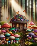 Modern Merch Diamond Art Mushroom Forest, Colorful Cottage Landscape Diamond Dots for Adults, Jewel Art Painting Kits, Gem Arts and Crafts for Adults, Round Drill 20x28