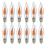 Flicker Flame Light Bulb, Clear Flame Tip Candelabra Replacement Bulbs with a Flickering Orange Glow, 1 Watt/120 Volts/ E12 Flame Candelabra Base Bulbs, 12 Pack