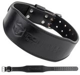 7mm Leather Weight Lifting Belt - 4" Wide Tapered Premium Leather Lifting Belt for Gym, Workout & Weight Training - Weightlifting Belts for Men and Women (Black, X-Large)