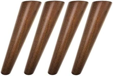 Walnut Color Round Solid Wood Furniture Legs Sofa Replacement Legs Perfect for Mid-Century Modern/Great IKEA hack for Sofa Legs, Couch Legs, Bed Legs, Coffee Table Legs (8 Inches,Set of 4)