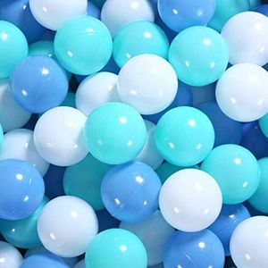 GUESVOT Ball Pit Balls Plastic Balls for Ball Pit BPA Free Plastic Balls Crush and Smash Proof Balls 100pcs 2.2" Set for Toddlers for Play Tent Tunnel (Blue Mix)