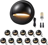 Gardenreet Landscape LED Step Lights - Solid Brass Low Voltage Deck Light, Outdoor 12V Hardwired IP65 Waterproof, Black Round for Wall Garden Stair with 3W 5000K Daylight G4 Bulb 12 Pack