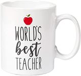 BLUE PANDA Large World's Best Teacher Coffee Mug White Ceramic Cup - Novelty Appreciation Gift for Teachers, Women, Men (16 oz)