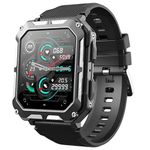 WAHK RAHK The Indestructible Smart Watch For Men (Answer/Make Call) - Rugged Outdoor Fitness Tracker with Call Function - Heart Rate, Blood Pressure,Sleep Monitor Smartwatch (Black)