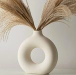 RyddeligHome White Donut Vase Ceramic Vase For Pampas Grass, Home Decor Accessories Living Room, Dried Flower Vase, boho Vase, Decorative Aesthetic Room Decor Ornaments, Bedroom Decor