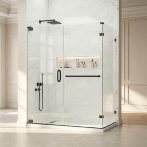 JONIVRAT 36" D x 60" W x 72" H Frameless Pivot Shower Door, 5/16" Thick
