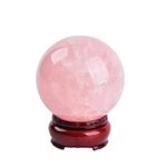 JIC Gem Natural Pink Rose Quartz Ball Sphere with Base,3.5 Inch