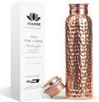 YouOne Ayurvedic Purity 100% Pure Copper Handcrafted Leak Proof Water Bottle, 34 oz/1 Litre, Hammered Finish