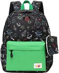 mygreen Kids Backpack, Preschool Lightweight Toddler Backpacks for Little Boys Girls with Chest Strap Child School Backpack Space Green