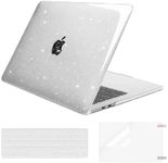 MOSISO Compatible with MacBook Pro 13 inch Case M2 2024, 2023, 2022-2016 A2338 M1 A2251 A2289 A2159 A1989 A1708 A1706, Glitter Sparkly Plastic Hard Shell&Keyboard Cover&Screen Protector, Transparent