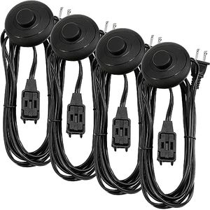 Xuhal 4 Pcs 9 ft Foot Switch Extension Cord 3 Outlet Extension Cord with Safety Lock for Appliances Plug Electric Christmas Tree Indoor Lamp Lighting Accessories, 16 Gauge, ETL Listed (Black)