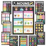 Hadley Designs 12 Chalkboard Parts of Speech Posters for Classroom Posters for Language Arts - Grammar Posters for Classroom Elementary Classroom Must Haves