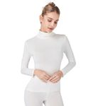 Liang Rou Women's Mock Turtle Neck Ultra Thin Long Sleeve Thermal Baselayer Undershirt High Neck Top Off-White X-Large