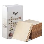 Fuyit Unfinished Wood Pieces, 50Pcs 6 x 6 Inch Blank Natural Wood Square Wooden Cutouts Board for DIY Crafts Painting, Scrabble Tiles, Coasters, Decoration