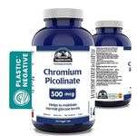 Chromium Picolinate 500mcg - Glucose and Blood Sugar Support Supplement - Muscle Mass and Metabolism Support - An alternative to berberine - 3rd Party Tested - Formulated & Made in Canada (240 Count (Pack of 1))