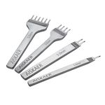 Aiskaer Leather Stitching Punch Diamond Stitching Chisel Set, 5mm White Steel 1/2/4/6 Prong for Leather Craft DIY