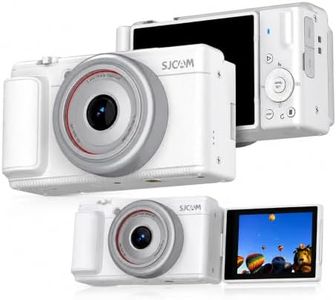 SJCAM ZV200 5K 80MP Flip Screen Digital Camera | 16X Digital Zoom, Sony Sensor with 6-Axis Gyro, 9 Preset Modes, 800 mAh Digital Point and Shoot Camera for Vlogging Beginners (White)