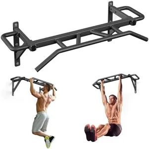Jusgym Heavy Duty Pull Up Bar with 14 Grip Positions, Strength Training Pull-Up Bars for Home Gym, Wall Mounted, Joist Mounted Chin Up Bar with Reinforced Thick Metal Construction - Supports 600 lbs for Full-Body Workouts