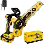 8 Inch Cordless Chainsaw for DEWALT 20V MAX Battery, 1000W Brushless Handheld Chainsaw with 4.0Ah Battery, Battery Powered Electric Chain Saw for Wood Cutting, Battery & Charger Included