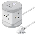 Portronics Power Plate 9 Pro, 2500W 7-in-1 Desktop Charging Station with 4X Universal Sockets, 12W USB-A & Type-C Ports, Space-Saving Power Extender, 2M Cord, Power Switch, Child Proof Shutters