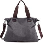 Sunshinejing Women Canvas Purse Tote Bag Shoulder Work Hobo Crossbody Everyday Bag Satchel (Classic Grey)