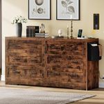 YITAHOME Rustic Brown Drawers TV Stand for 65 inches with Power Outlets -Chest of Drawers Dresser with Side Organizer Bag Entertainment Center TV Console