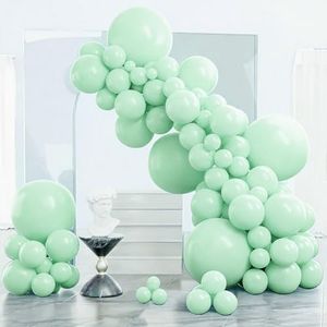 PartyWoo Light Green Balloons 140pcs Mint Pastel Peppermin Green Color