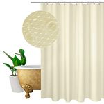 EurCross Shower Curtain Beige, Plain Design Waffle Checked Polyester bathroom Shower Curtain Liner Mildew Resistant Heavy Duty with 12 Hooks, Standard Size 180 * 180CM