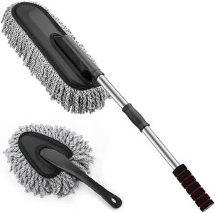 NAREVAL Car Dust Cleaner Brush Microfiber Extendable Long Handle Car Cleaning Accessories - Interior & Exterior Detailing car Duster for car Cleaning (Duster 2 in 1 F1)