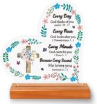 Lodeskee Encouragement Gifts for Christian Inspirational Religious Gifts Bible Verse Scripture Gifts for Christian Friend-God Thinks of You Acrylic Desk Signs