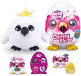 Pets Alive Chirpy Birds (White Cockatoo) by ZURU, Electronic Pet That Speaks, Giant Surprise Egg, Stickers, Comb, Fluffy Clay, Bird Animal Plush for Girls