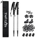 TheFitLife Nordic Walking Trekking Poles - 2 Pack with Antishock and Quick Lock System, Telescopic, Collapsible, Ultralight for Hiking, Camping, Mountaining, Backpacking, Walking, Trekking (Silver)