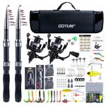 Goture Telescopic Rod and Reel Combo Saltwater Freshwater, 2PCS Telescopic Fishing Pole & Spinning Reels, Lures Set, Carrier Bag, Carbon Fiber Collapsible Fishing Rods, 8.9Ft