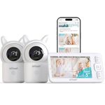 ieGeek Baby Monitor with 2 Cameras 1080P, Night Vsion Baby Camera with 5" Split Scereen, Temper& Humidity Sensor, Two-Way Talk, 4x Zoom, PTZ, Remote Control via Screen and Free APP