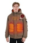 Brimekey Heated Jacket for Men and Women, Heated Coat with 7.4V Battery Pack and Windproof Hood, Soft Shell Electric Heating Hoodie for Outdoor Sport Winter