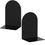 Lulonpon 2pcs Book Ends, Black Bookends, Non-Skid Book End, Metal Bookends for School Library and Desktop Organizer, Acrylic Book Ends for Book Shelves