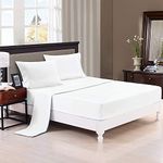 Trance Home Linen Pure 100% Cotton 400TC Plain King Size Bedsheet with 2 Pillow Covers (108 x 108 Inch | 9ft x 9ft, White)