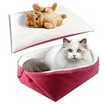 YUNNARL Self-Warming Cat Bed - Convertible Cat Mat, Light Weight Pet Bed for Cats, Puppy Cat Bed Mat, Machine Washable Puppy Bed for Indoor Cats Houses, Floor, Car Back Seat, Pink