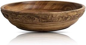 Beautiful Handmade 8" Decorative Wooden Snack Serving Bowl For Dry Fruits Chips Coffee Table Countertop Display Key Bowl Tableware Kitchen Living Room Home Decor Accents Dinnerware